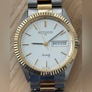 Wittnauer Presidential Rare Vintage Watch Silvery White Dial Two-Tone Bracelet